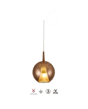 ELSA * COLGANTE CRISTAL BOLA - E27 - COBRE + OPAL ( SIN BASE)
